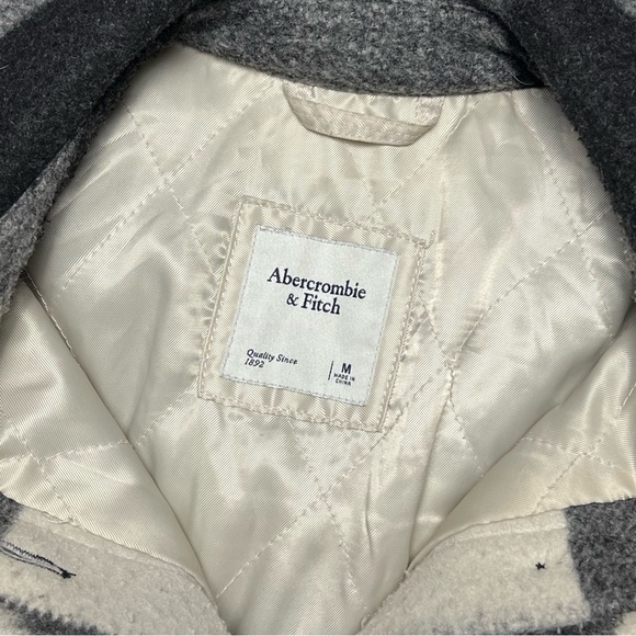 Abercrombie & Fitch Oversize Plaid Jacket Black & White Winter Outdoor M - Picture 3 of 6